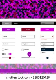 Dark Pink, Blue vector ui ux kit with circles. Beautiful ui ux kit with colorful dots in its header. This template you can use for websites.