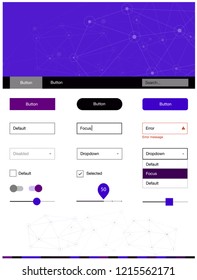 Dark Pink, Blue vector ui kit in polygonal style with circles. Ui Ux kit with colorful polygonal background in its header. Modern template for your landing page.