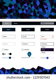 Dark Pink, Blue vector ui kit in polygonal style. Decorative ui kit design in abstract style with colorful crystals. Simple colorful design for websites.