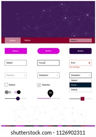 Dark Pink, Blue vector web ui kit in polygonal style with circles. Web ui kit with abstract triangles, circles in its header. This template you can use for landing pages.