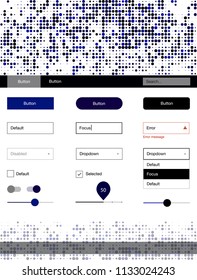 Dark Pink, Blue vector web ui kit with spheres. Colorful ui/ux kit with header consisted of spheres. Modern template for your landing page.