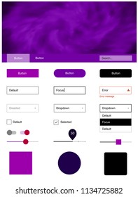 Dark Pink, Blue vector web ui kit with nebula stars. Colorful Style guide with stars on abstract background. This template you can use for websites.