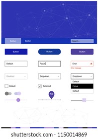 Dark Pink, Blue vector web ui kit in polygonal style with circles. Style guide with triangles, circles on abstract background. This template you can use for websites.