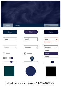 Dark Pink, Blue vector web ui kit with nebula stars. Colorful ui/ux kit with header consisted of clouds & stars. Simple colorful design for websites.
