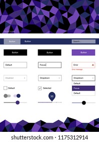 Dark Pink, Blue vector web ui kit in polygonal style. Decorative ui kit design in abstract style with colorful crystals. This template you can use for websites.