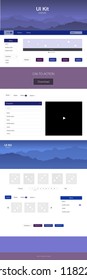 Dark Pink, Blue vector web ui kit with mountains. Web ui kit with abstract gradient hills in its header. Sample for your landing page of tourism.