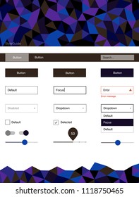 Dark Pink, Blue vector wireframe kit with crystals. Modern Style guide in polygonal style with triangles. This sample is for your landing page.