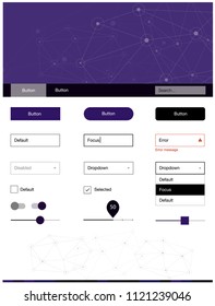 Dark Pink, Blue vector wireframe kit with crystals, circles. Web ui kit with abstract triangles, circles in its header. Modern template for your landing page.