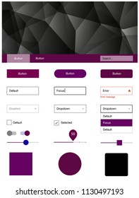 Dark Pink, Blue vector wireframe kit with crystals. Ui Ux kit with colorful polygonal background in its header. This sample is for your website.
