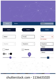 Dark Pink, Blue vector wireframe kit with crystals, circles. Style guide in polygonal style with triangles, circles. Simple colorful design for websites.