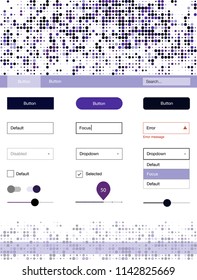 Dark Pink, Blue vector wireframe kit with dots. Colorful ui/ux kit with header consisted of spheres. Modern template for your landing page.