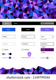 Dark Pink, Blue vector wireframe kit with crystals. Web ui kit with abstract gradient triangles in its header. This sample is for your website.