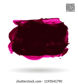 Dark pink brush stroke and texture. Grunge vector abstract hand - painted element. Underline and border design.
