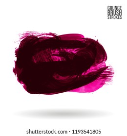 Dark pink brush stroke and texture. Grunge vector abstract hand - painted element. Underline and border design.
