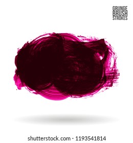 Dark pink brush stroke and texture. Grunge vector abstract hand - painted element. Underline and border design.
