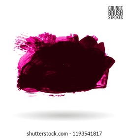 Dark pink brush stroke and texture. Grunge vector abstract hand - painted element. Underline and border design.
