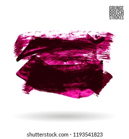 Dark pink brush stroke and texture. Grunge vector abstract hand - painted element. Underline and border design.
