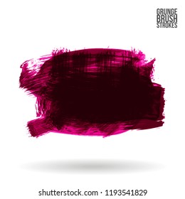 Dark pink brush stroke and texture. Grunge vector abstract hand - painted element. Underline and border design.
