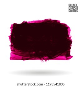 Dark pink brush stroke and texture. Grunge vector abstract hand - painted element. Underline and border design.
