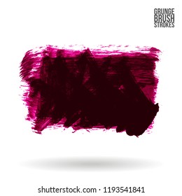 Dark pink brush stroke and texture. Grunge vector abstract hand - painted element. Underline and border design.
