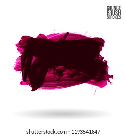 Dark pink brush stroke and texture. Grunge vector abstract hand - painted element. Underline and border design.
