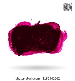 Dark pink brush stroke and texture. Grunge vector abstract hand - painted element. Underline and border design.
