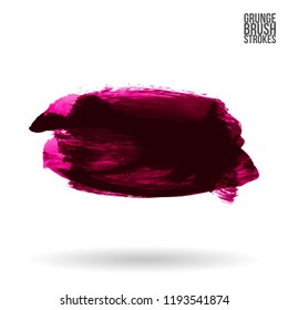 Dark pink brush stroke and texture. Grunge vector abstract hand - painted element. Underline and border design.
