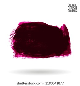 Dark pink brush stroke and texture. Grunge vector abstract hand - painted element. Underline and border design.
