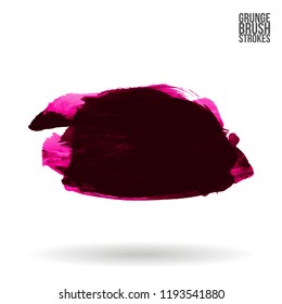 Dark pink brush stroke and texture. Grunge vector abstract hand - painted element. Underline and border design.
