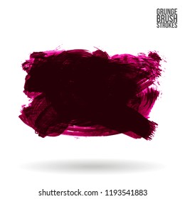 Dark pink brush stroke and texture. Grunge vector abstract hand - painted element. Underline and border design.
