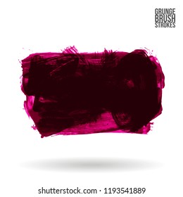 Dark pink brush stroke and texture. Grunge vector abstract hand - painted element. Underline and border design.
