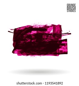 Dark pink brush stroke and texture. Grunge vector abstract hand - painted element. Underline and border design.
