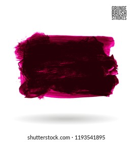 Dark pink brush stroke and texture. Grunge vector abstract hand - painted element. Underline and border design.
