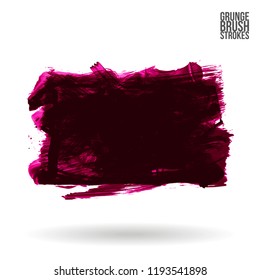 Dark pink brush stroke and texture. Grunge vector abstract hand - painted element. Underline and border design.
