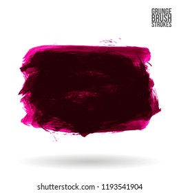 Dark pink brush stroke and texture. Grunge vector abstract hand - painted element. Underline and border design.
