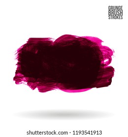 Dark pink brush stroke and texture. Grunge vector abstract hand - painted element. Underline and border design.
