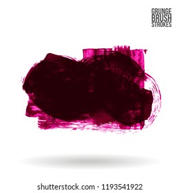 Dark pink brush stroke and texture. Grunge vector abstract hand - painted element. Underline and border design.
