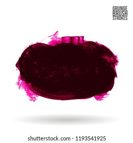 Dark pink brush stroke and texture. Grunge vector abstract hand - painted element. Underline and border design.

