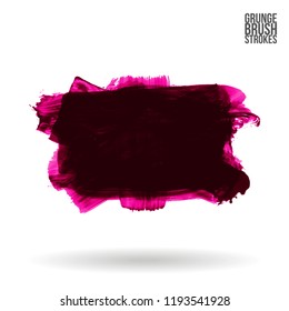 Dark pink brush stroke and texture. Grunge vector abstract hand - painted element. Underline and border design.
