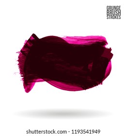Dark pink brush stroke and texture. Grunge vector abstract hand - painted element. Underline and border design.
