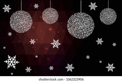 Dark Pink christmas postcard low polygon background. Vector illustration consisting of triangles. Abstract triangular polygonal origami or crystal design of New Year celebration.