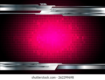 Dark pink color Light Abstract Technology background for computer graphic website internet. pixel. Tables, mosaic. silver