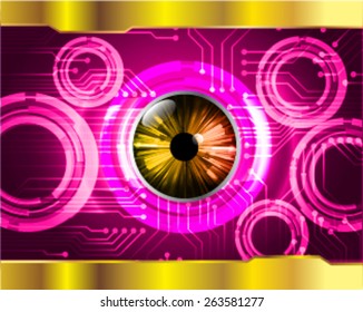 dark pink color Light Abstract Technology background for computer graphic website internet and business. circuit. gold background. orange eye.