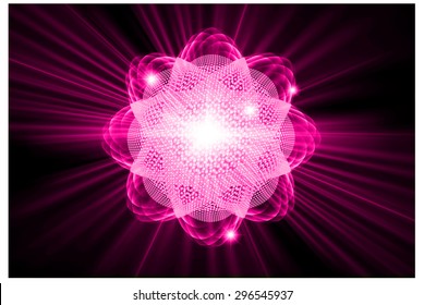 dark pink color Light Abstract Technology background for computer graphic website internet.circuit. vector illustration. Nuclear,proton,neutron, nucleus. atom. molecular.Spark ray beam aura