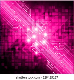Dark pink color Light Abstract Technology background for computer graphic website internet business. vector illustration. infographics. motion move.neon. pixel. 