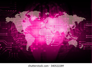 Dark pink color Light Abstract Technology background for computer graphic website internet and business.circuit.vector illustration.infographics. motion move.neon. pixel, Padlock, World Map, Global