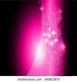 Dark pink color Light Abstract Technology background for computer graphic website internet and business. circuit. vector illustration. infographics. motion move blur.neon. pixel.