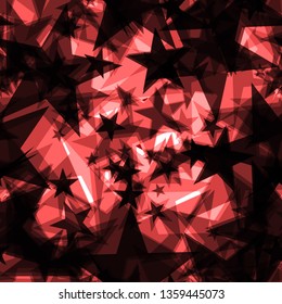 Dark pink cosmic stars with foil glow in perspective. Pattern to decorate any holiday and bright events.