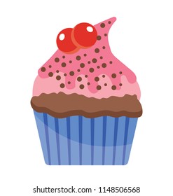 Dark pink cupcake with the berry over it depicting raspberry cupcake 
