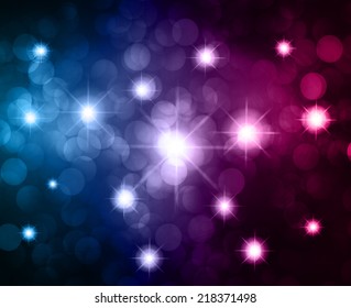 Dark pink Defocused Light, Flickering Lights, Vector abstract festive background with bokeh defocused lights. universe, galaxies, stars. 